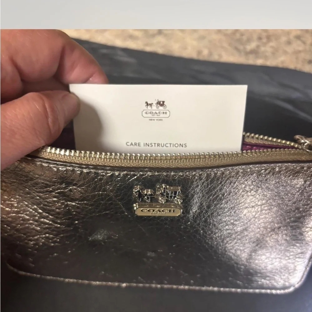 Coach Shimmering Gold Wristlet with Chain